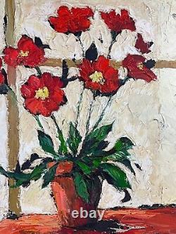 Beautiful large oil painting of a still life floral bouquet from the early 20th century