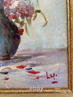 Bouquet of small flowers oil on canvas signed old 20th century