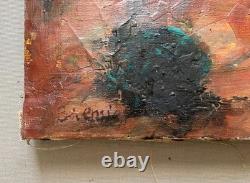 Bustling street, oil on canvas, signature to be identified, antique painting, artwork