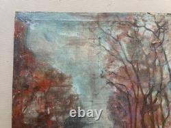 Bustling street, oil on canvas, signature to be identified, antique painting, artwork