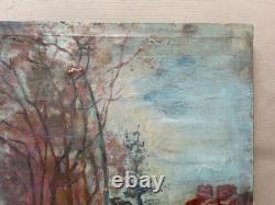 Bustling street, oil on canvas, signature to be identified, antique painting, artwork