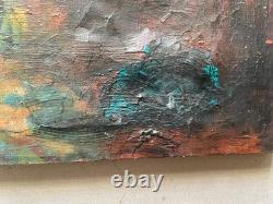 Bustling street, oil on canvas, signature to be identified, antique painting, artwork