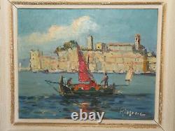 Cannes Le Suquet Ancien Marine Oil Sur Signe De Micheline Masse 1930