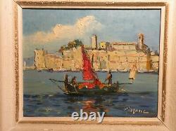 Cannes Le Suquet Ancien Marine Oil Sur Signe De Micheline Masse 1930