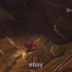 Canvas of Horses Oil on Canvas Old Painting Animals Stable 19th Century