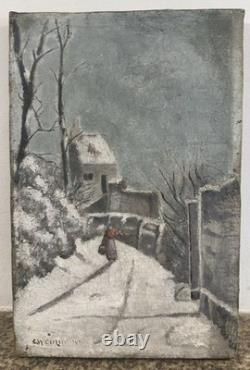 Charles CUZIN (1907-1975) Oil on canvas, vintage snowy landscape, winter 1941