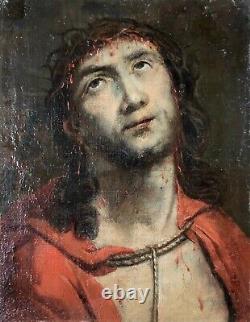 Christ To The Crown Of Thorns, Religious Painting Old, 18th Or Before