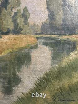 Christian Couillaud (1904-1964) Old oil on canvas view of the Poitevin Marsh