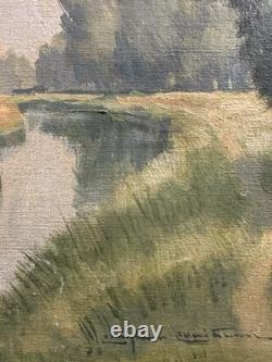 Christian Couillaud (1904-1964) Old oil on canvas view of the Poitevin Marsh