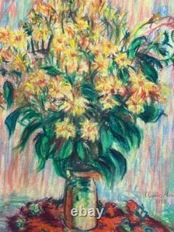 Claude Monet (handmade) oil drawing on antique paper, signed and