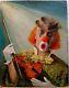 Clown Violinist - Old Painting Signed Weder. Oil On Canvas On Panel 51x41 Cm