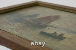 Corbier, Antique Painting, Oil On Panel, Boat, Fishing, Gaston Corbier