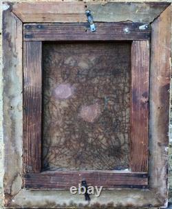 Curiosity, rare, ancient painting Oil on Canvas snail landscape