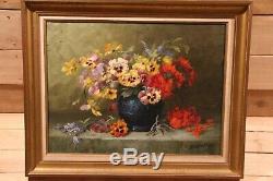 Deburges Oil On Canvas Still Life Flowers Picture Old Paint Artprice