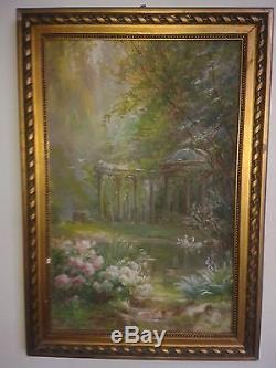 Edmond Allouard (xix Xx) Ruins In A Park Painting Old Oil On Canvas