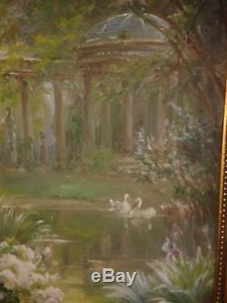 Edmond Allouard (xix Xx) Ruins In A Park Painting Old Oil On Canvas