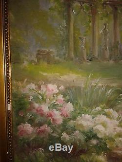 Edmond Allouard (xix Xx) Ruins In A Park Painting Old Oil On Canvas