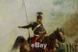 Emile Bujon Old Oil On Panel Soldier And Horse Signed And Dated 1899