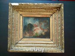 Exceptional Painting Fragonard Bathers Signed Oil On Old Canvas