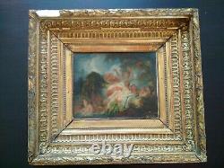 Exceptional Painting Fragonard Bathers Signed Oil On Old Canvas