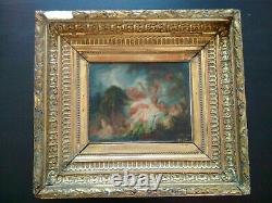 Exceptional Painting Fragonard Bathers Signed Oil On Old Canvas