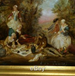 Fall After Nicolas Lancret Small Old Framed Oil On Canvas
