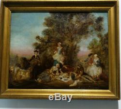 Fall After Nicolas Lancret Small Old Framed Oil On Canvas