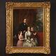 Family Portrait Signed And Dated 1855 Oil Painting On Canvas Antique Artwork