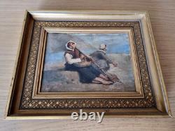 Fishing Women signed E FEYEN / old painting oil on canvas fishing scene