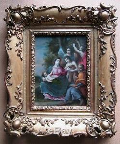 Flight Into Egypt Rare Antique Table Oil On Copper Albani Italian Circle 1700