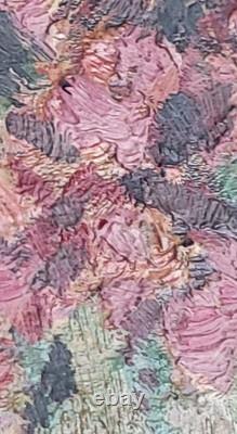 Floral Panel Oil Painting on Wood Miniature Antique JAMAR Signed to Identify