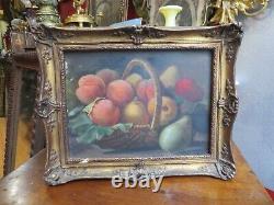 Former Framed Painting 19th Oil On Canvas Still Life With Fruit Entably