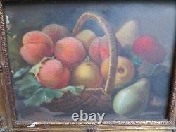 Former Framed Painting 19th Oil On Canvas Still Life With Fruit Entably