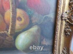 Former Framed Painting 19th Oil On Canvas Still Life With Fruit Entably