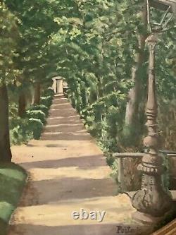 Former Garden Aisle Painting Impressionist Landscape Signed Poitevin