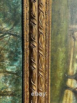 Former Golden Wooden Frame Pair Painting On Orientalist Wood Painting