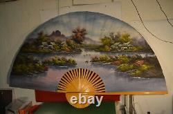 Former Grand Fan 1.25 M X 2.15 M Plie Painted Main Oil On Canvas Table