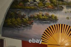 Former Grand Fan 1.25 M X 2.15 M Plie Painted Main Oil On Canvas Table