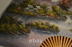 Former Grand Fan 1.25 M X 2.15 M Plie Painted Main Oil On Canvas Table