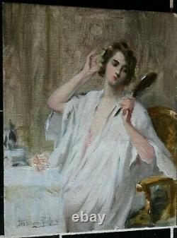 Former Impressionist Painting Oht Young Woman In The Mirror Herman Richir 1866-1942