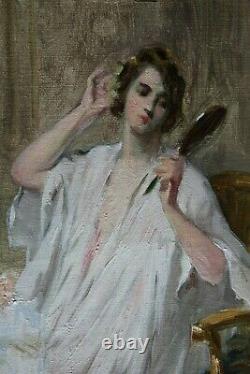 Former Impressionist Painting Oht Young Woman In The Mirror Herman Richir 1866-1942