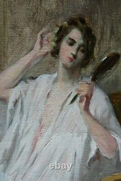 Former Impressionist Painting Oht Young Woman In The Mirror Herman Richir 1866-1942