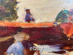 Former Impressionist Painting Signed, Boat Ride On The Marne