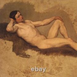 Former Male Nude Portrait Man Painting Oil On Paper Painting 800 Frame