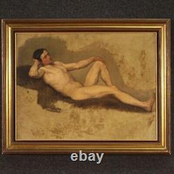 Former Male Nude Portrait Man Painting Oil On Paper Painting 800 Frame