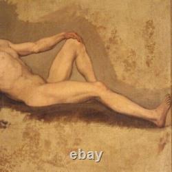 Former Male Nude Portrait Man Painting Oil On Paper Painting 800 Frame