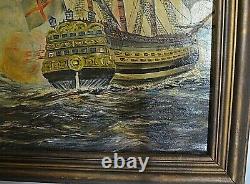 Former Marine Painting Oil On Canvas Galion English Pirate End XIX Start XX Eme