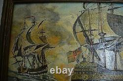 Former Marine Painting Oil On Canvas Galion English Pirate End XIX Start XX Eme