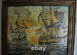 Former Marine Painting Oil On Canvas Galion English Pirate End XIX Start XX Eme