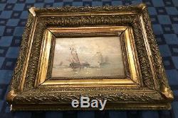 Former Marine Painting Oil On Panel Signed Wood Georges XIX